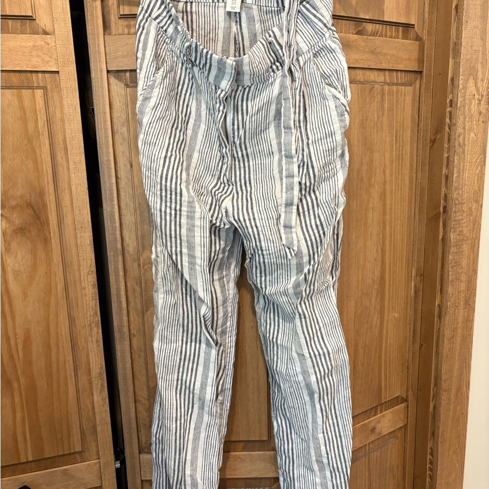 C&C California Black and White Striped Linen Pants